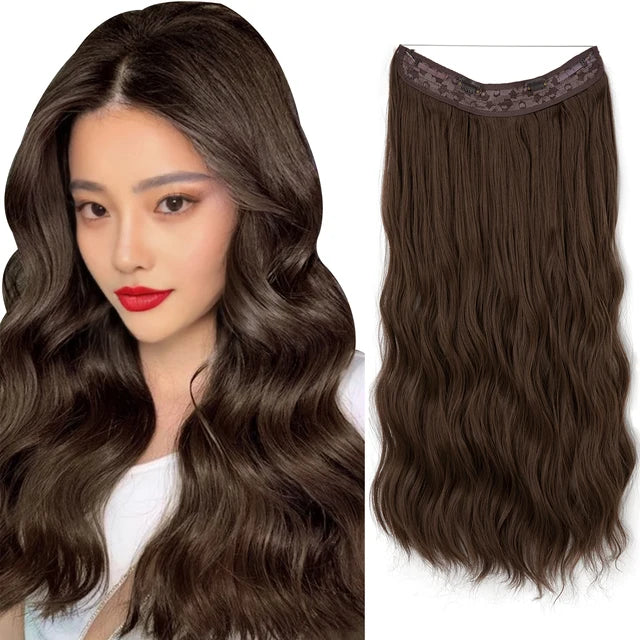 MONA PREMIUM QUALITY HAIR Wave Invisible Clip in Hair Extensions Fish Line Ombre Natural Blonde One Piece Hairpiece Daliy Fake Hair Piece - MONA HAIR 