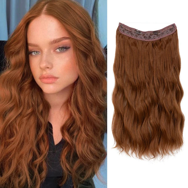 MONA PREMIUM QUALITY Wave Invisible Clip in Hair Extensions Fish Line Ombre Natural Blonde One Piece Hairpiece Fake Hair Piece - MONA HAIR 