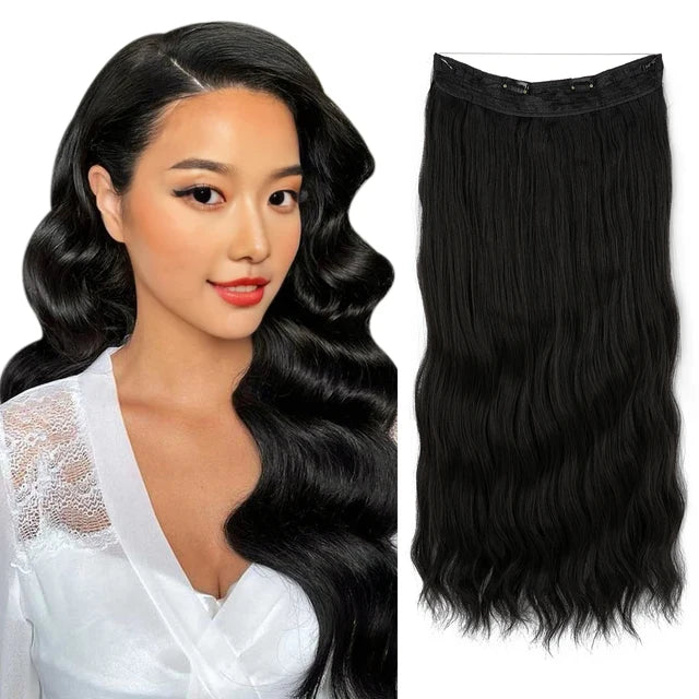 MONA PREMIUM QUALITY HAIR Wave Invisible Clip in Hair Extensions Fish Line Ombre Natural Blonde One Piece Hairpiece Daliy Fake Hair Piece - MONA HAIR 