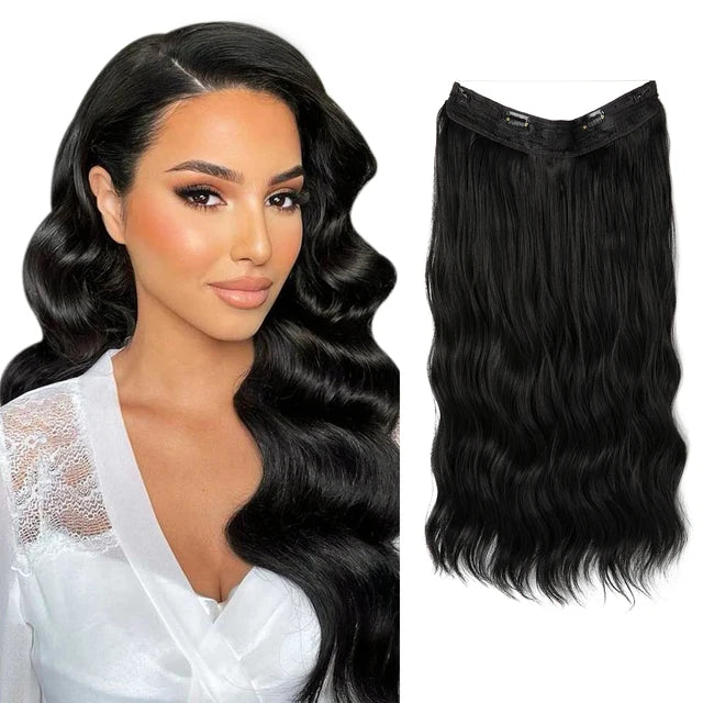 MONA PREMIUM QUALITY Wave Invisible Clip in Hair Extensions Fish Line Ombre Natural Blonde One Piece Hairpiece Fake Hair Piece - MONA HAIR 