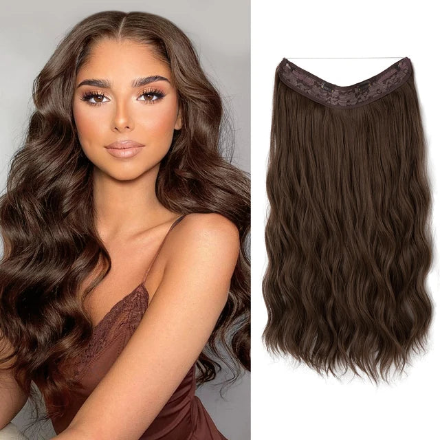 MONA PREMIUM QUALITY Wave Invisible Clip in Hair Extensions Fish Line Ombre Natural Blonde One Piece Hairpiece Fake Hair Piece - MONA HAIR 