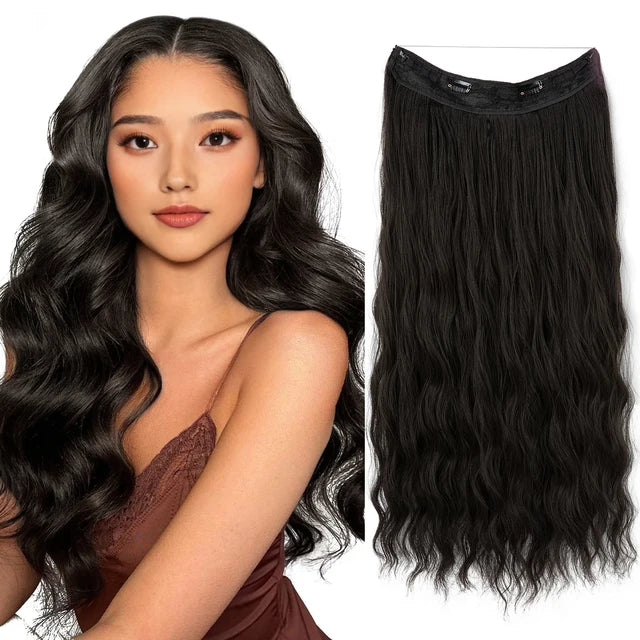 MONA PREMIUM QUALITY HAIR Wave Invisible Clip in Hair Extensions Fish Line Ombre Natural Blonde One Piece Hairpiece Daliy Fake Hair Piece - MONA HAIR 
