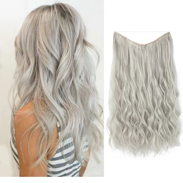 MONA PREMIUM QUALITY Wave Invisible Clip in Hair Extensions Fish Line Ombre Natural Blonde One Piece Hairpiece Fake Hair Piece - MONA HAIR 