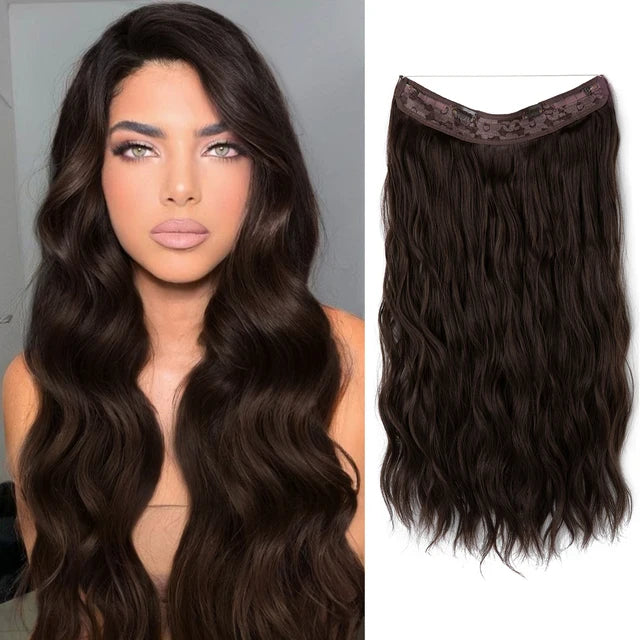 MONA PREMIUM QUALITY Wave Invisible Clip in Hair Extensions Fish Line Ombre Natural Blonde One Piece Hairpiece Fake Hair Piece - MONA HAIR 