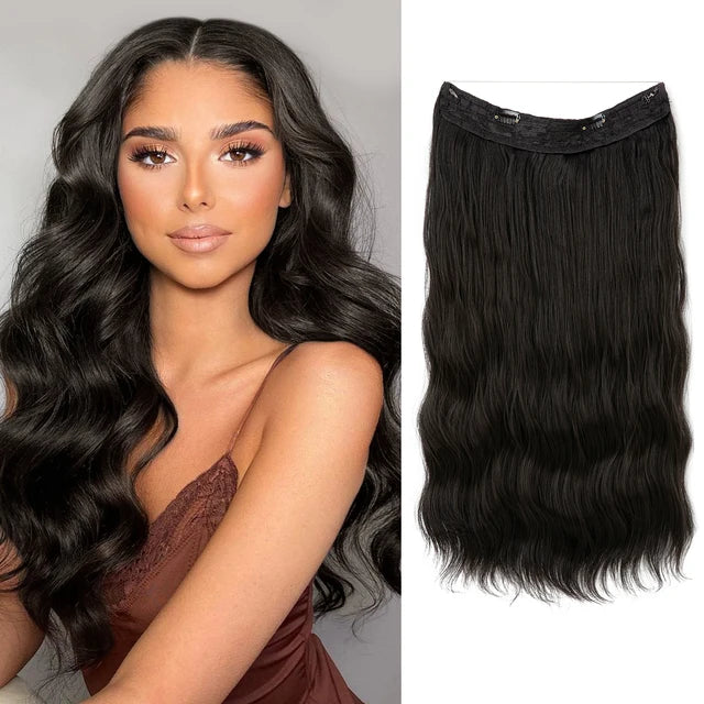 MONA PREMIUM QUALITY Wave Invisible Clip in Hair Extensions Fish Line Ombre Natural Blonde One Piece Hairpiece Fake Hair Piece - MONA HAIR 