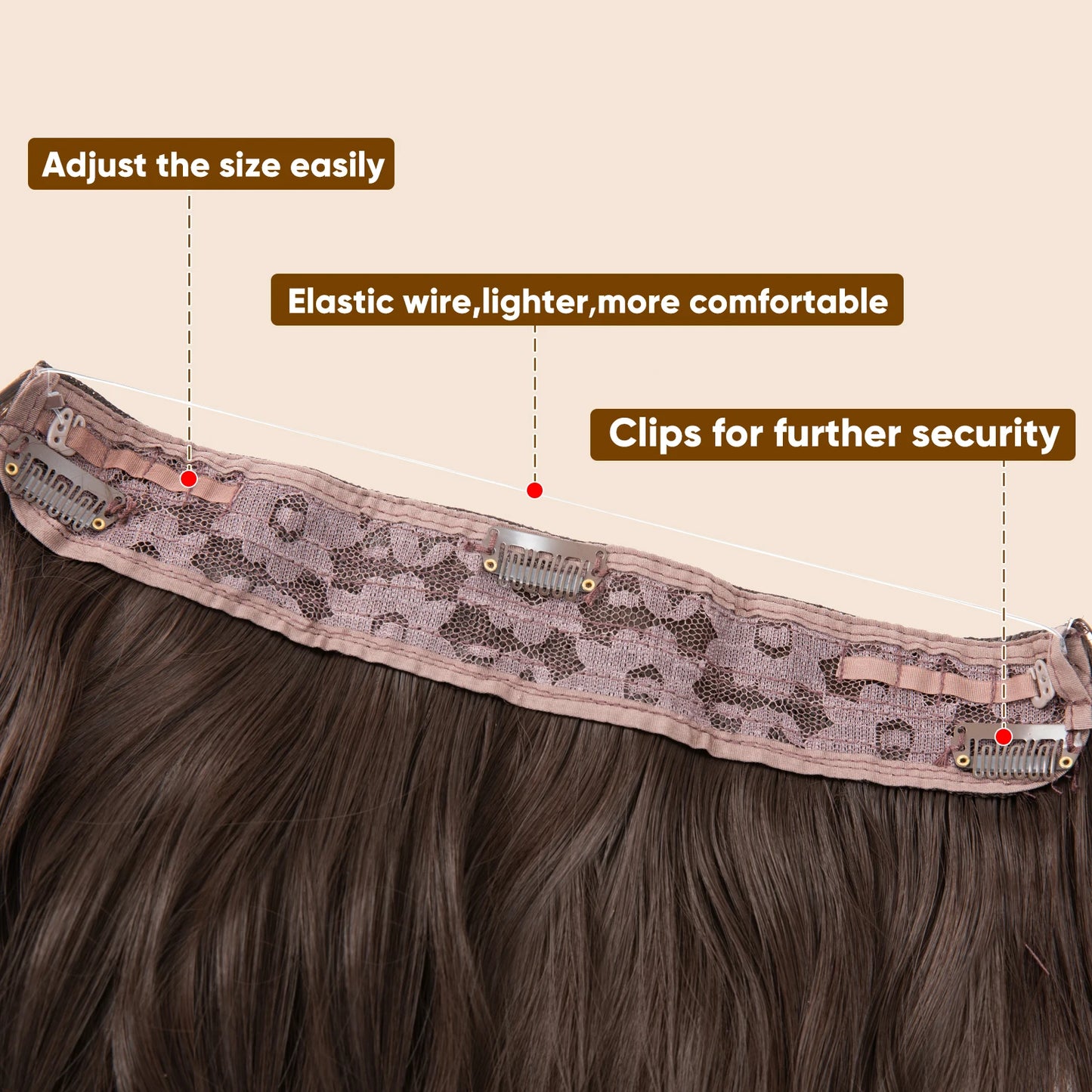 MONA PREMIUM QUALITY HAIR Wave Invisible Clip in Hair Extensions Fish Line Ombre Natural Blonde One Piece Hairpiece Daliy Fake Hair Piece - MONA HAIR 