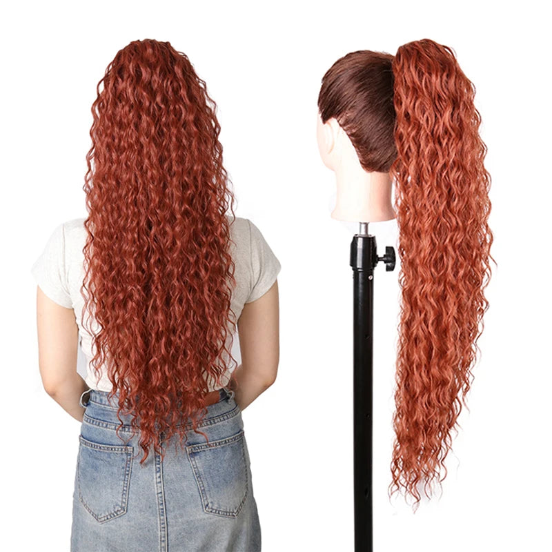 Long Ponytail  Drawstring Long Natural Wave Hairpiece Ponytail Extensions Heat Resistant Hair - MONA HAIR 