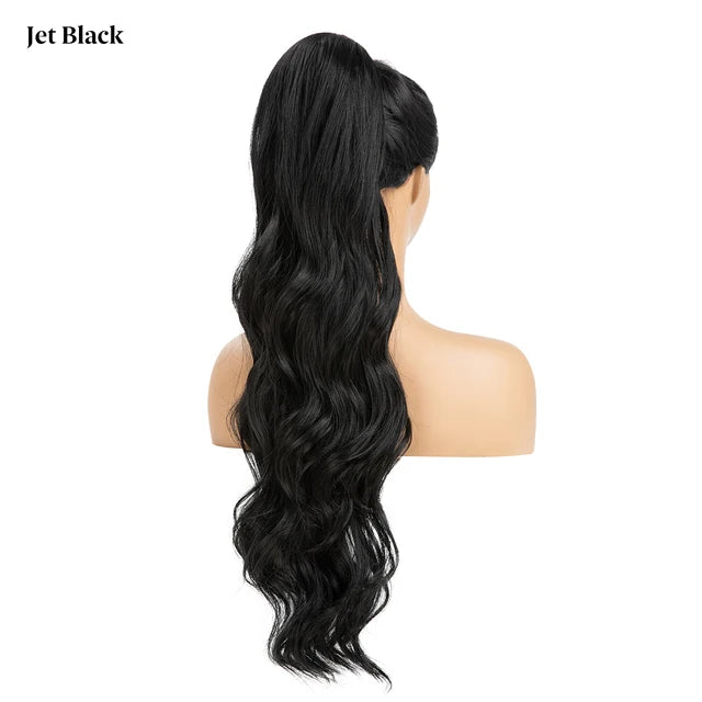 MONA PREMIUM QUALITY Synthetic 26 Inch Long Ponytail Extension Drawstring Hair Extensions Curly Wavy Natural Hairpiece for Women P062 - MONA HAIR 