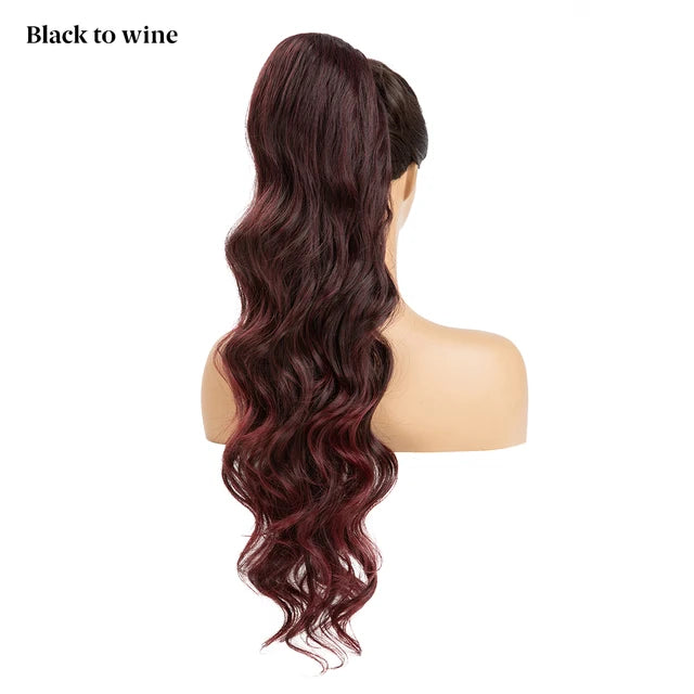 MONA PREMIUM QUALITY Synthetic 26 Inch Long Ponytail Extension Drawstring Hair Extensions Curly Wavy Natural Hairpiece for Women P062 - MONA HAIR 