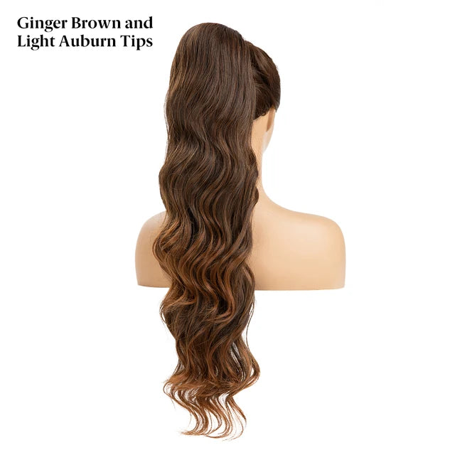MONA PREMIUM QUALITY Synthetic 26 Inch Long Ponytail Extension Drawstring Hair Extensions Curly Wavy Natural Hairpiece for Women P062 - MONA HAIR 