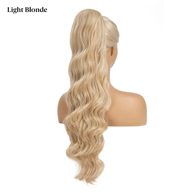 MONA PREMIUM QUALITY Synthetic 26 Inch Long Ponytail Extension Drawstring Hair Extensions Curly Wavy Natural Hairpiece for Women P062 - MONA HAIR 