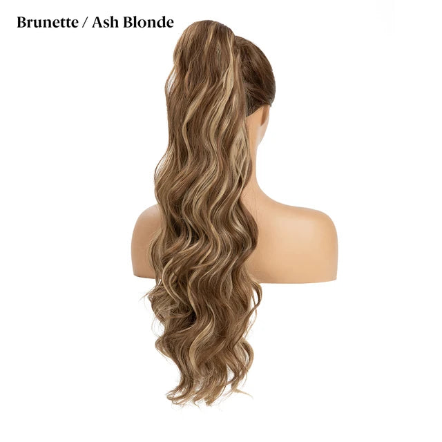 MONA PREMIUM QUALITY Synthetic 26 Inch Long Ponytail Extension Drawstring Hair Extensions Curly Wavy Natural Hairpiece for Women P062 - MONA HAIR 