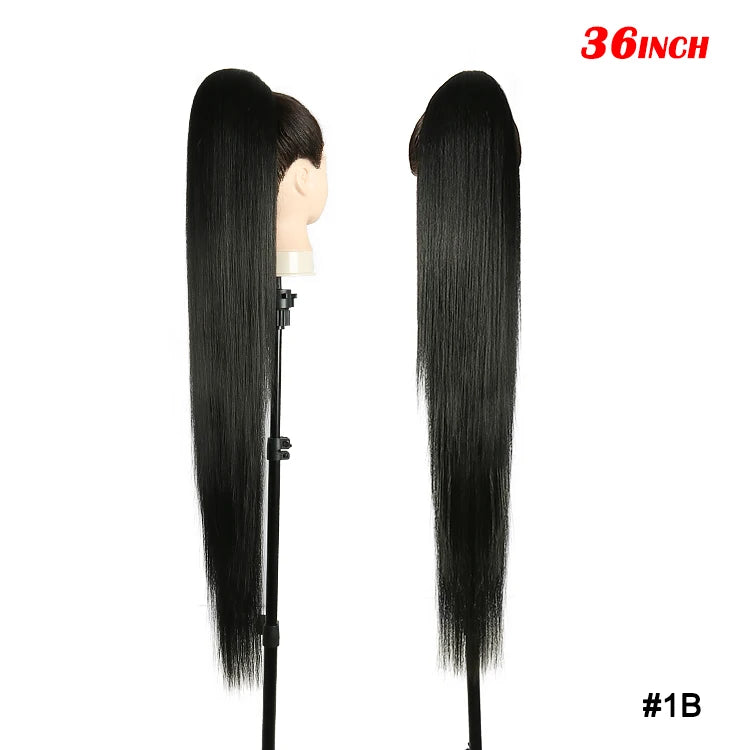 Kanekalon Futura Extra Long 36 Inches Hairpiece Drawstring Ponytail Hair Extension - MONA HAIR 