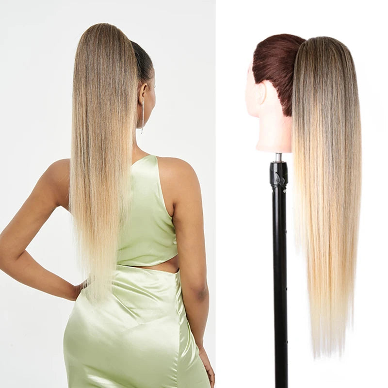 Long Ponytail  Drawstring Long Natural Wave Hairpiece Ponytail Extensions Heat Resistant Hair - MONA HAIR 