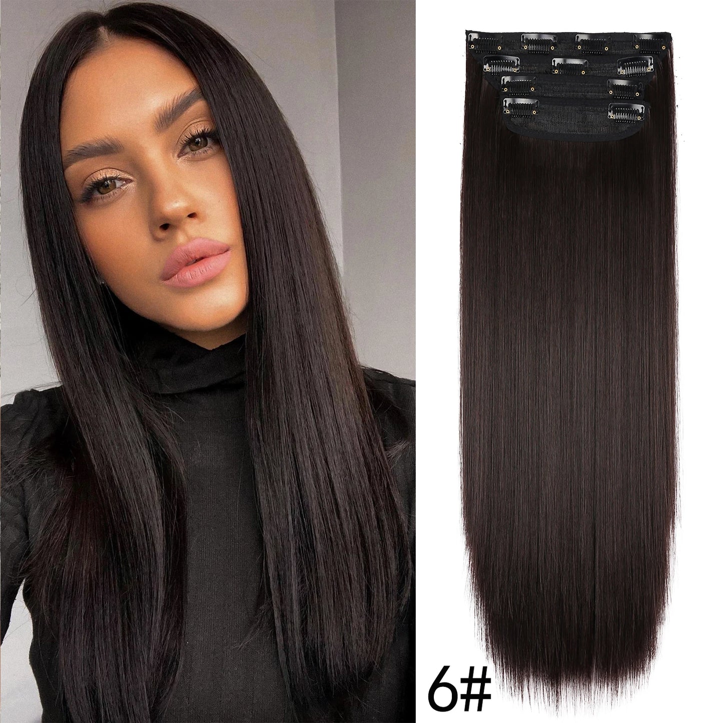 4PCS Clip-In Hair Extensions 20 Inch Long Wavy Synthetic Hair for Women – Thick Full Head Hairpieces with Secure Clips, Ombre Colour Blend, Natural Lo - MONA HAIR 