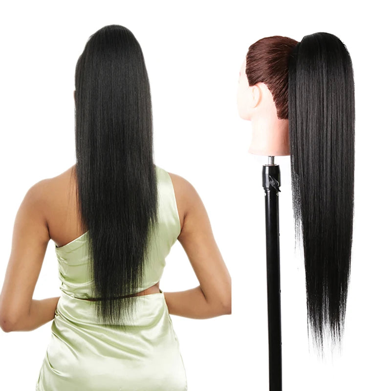 Long Ponytail  Drawstring Long Natural Wave Hairpiece Ponytail Extensions Heat Resistant Hair - MONA HAIR 