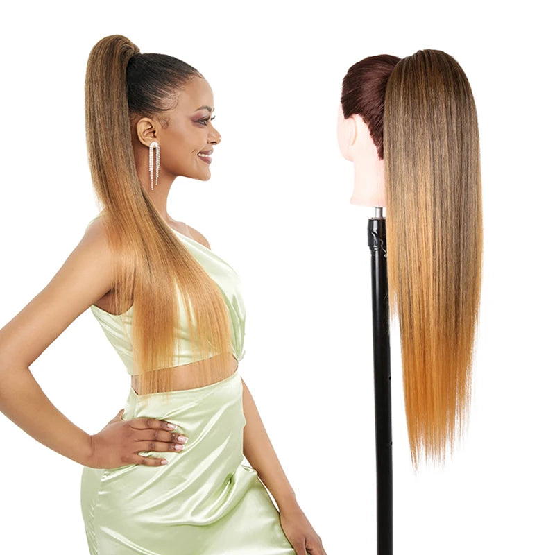 Long Ponytail  Drawstring Long Natural Wave Hairpiece Ponytail Extensions Heat Resistant Hair - MONA HAIR 
