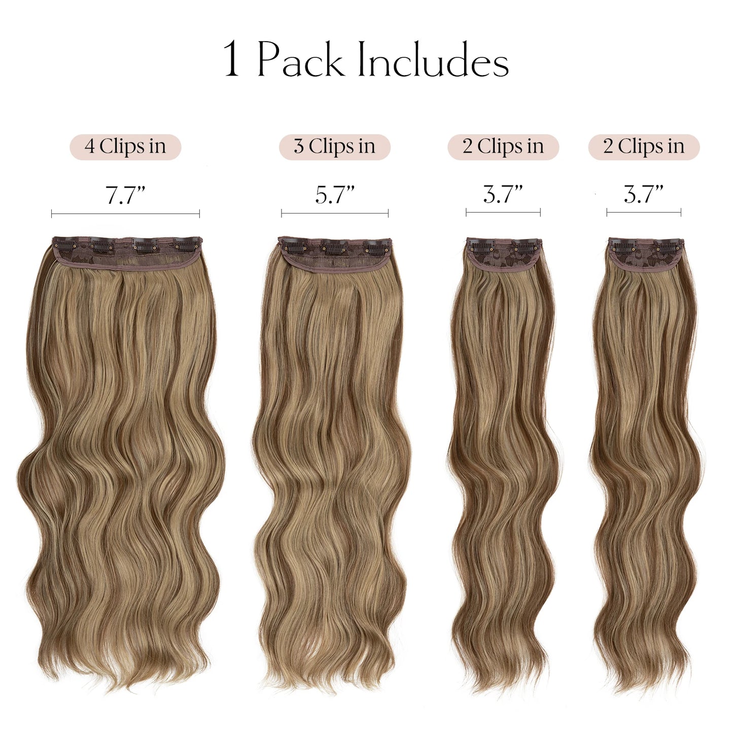 MONA PREMIUM QUALITY Long Wavy Clip In Hair Extensions 22" 4pcs/set Thick Hairpiece For Women Brown Blonde Black Natural Fake Hair - MONA HAIR 