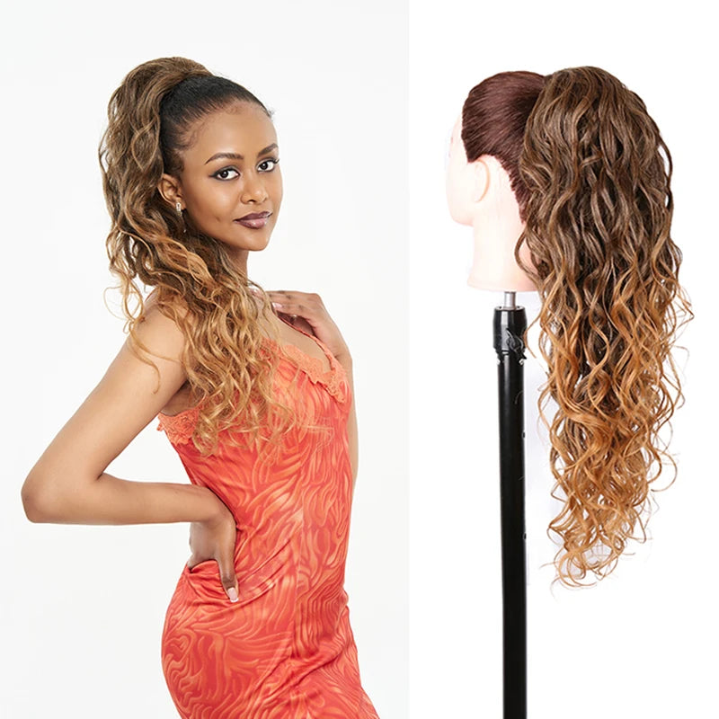 Long Ponytail  Drawstring Long Natural Wave Hairpiece Ponytail Extensions Heat Resistant Hair - MONA HAIR 