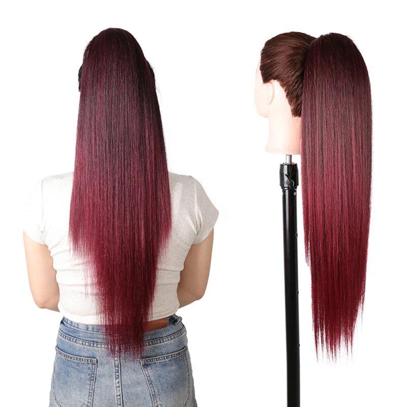 Long Ponytail  Drawstring Long Natural Wave Hairpiece Ponytail Extensions Heat Resistant Hair - MONA HAIR 