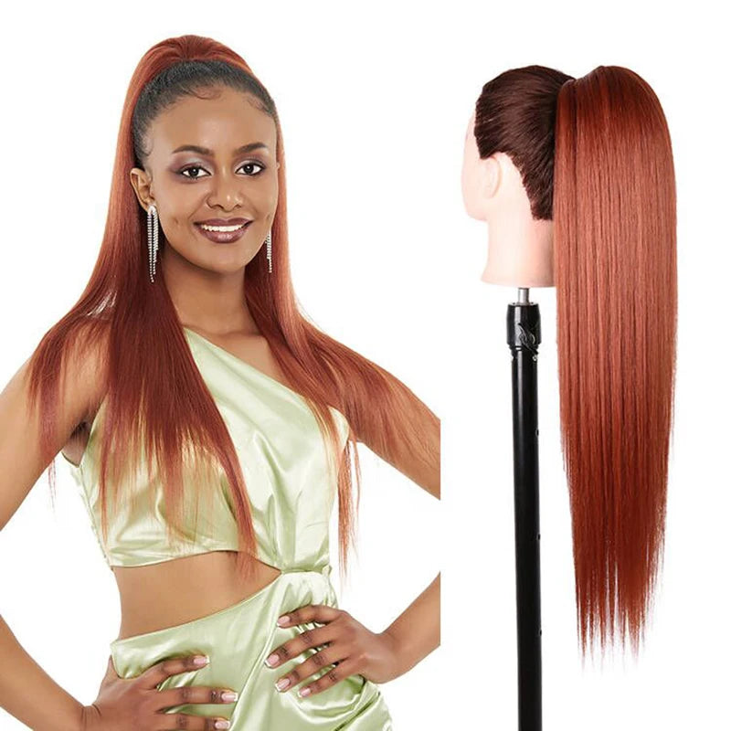 Long Ponytail  Drawstring Long Natural Wave Hairpiece Ponytail Extensions Heat Resistant Hair - MONA HAIR 