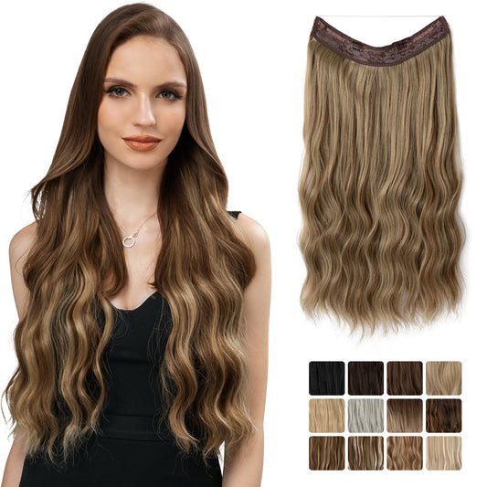 MONA PREMIUM QUALITY Wave Invisible Clip in Hair Extensions Fish Line Ombre Natural Blonde Hairpiece Fake Hair Piece For Woman - MONA HAIR 