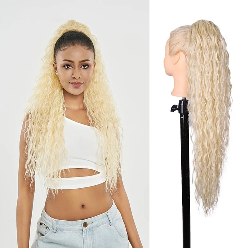Long Ponytail  Drawstring Long Natural Wave Hairpiece Ponytail Extensions Heat Resistant Hair - MONA HAIR 