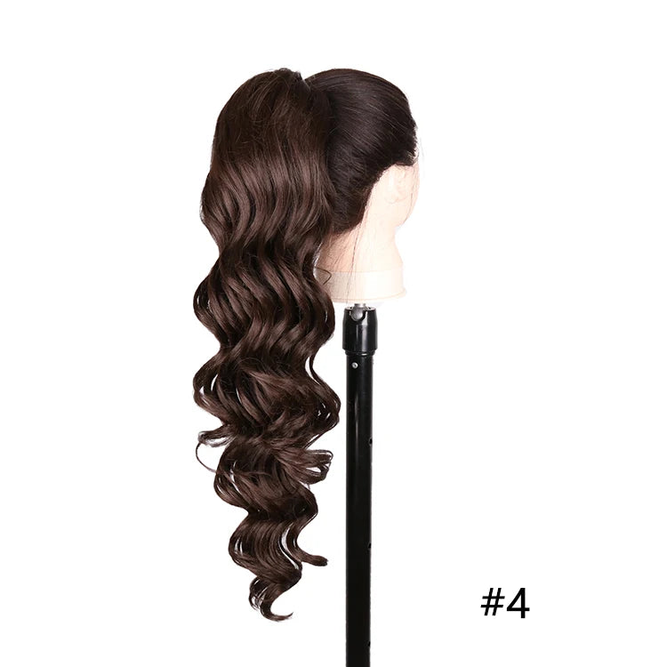 Synthetic Ponytail Extensions Long Loose Curl Drawstring Ponytail for Women clip in hair extensions Black Fake Hair - MONA HAIR 