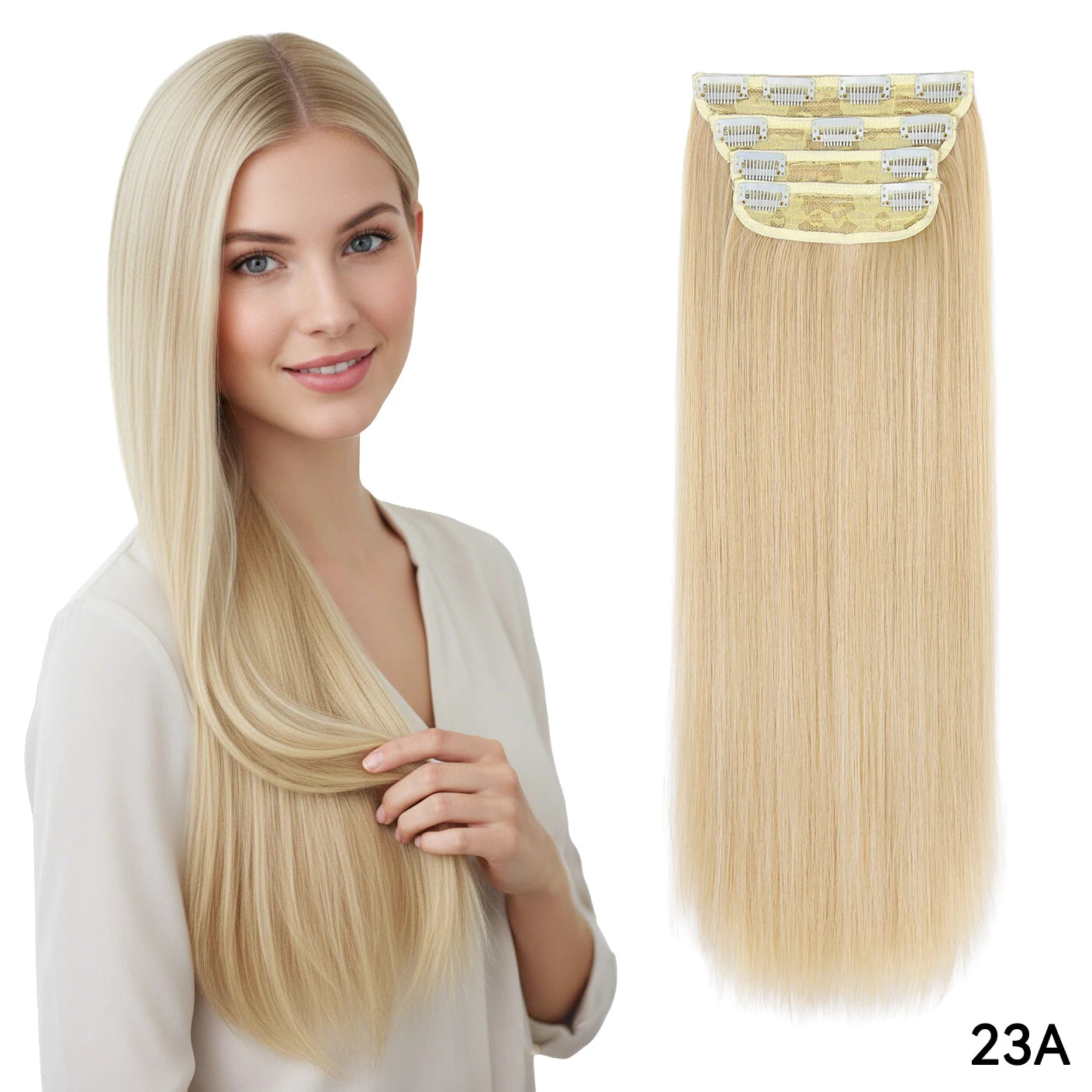 4PCS Clip-In Hair Extensions 20 Inch Long Wavy Synthetic Hair for Women – Thick Full Head Hairpieces with Secure Clips, Ombre Colour Blend, Natural Lo - MONA HAIR 