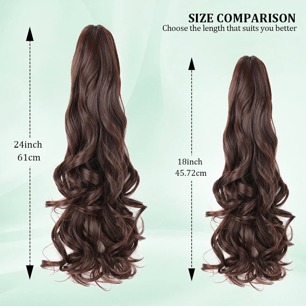 Ponytail Extension Claw  Curly Wavy Clip in Hairpiece Ponytail Hair Extensions Long Pony Tail Synthetic for Women - MONA HAIR 