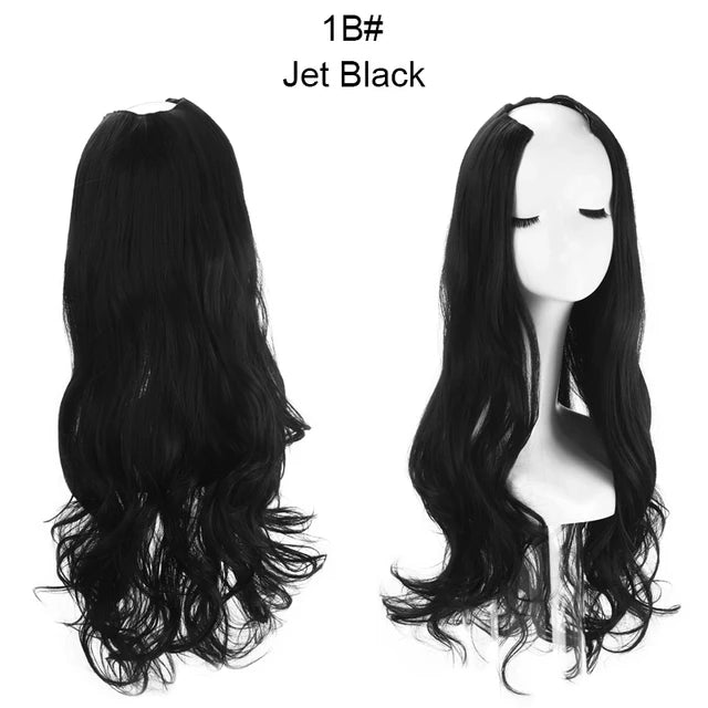 MONA PREMIUM QUALITY 30 Inch Glueless U Part Wigs Invisible Clip in Hair Extension Head 3/4 Curly Black Blonde Dark Brown Wig - MONA HAIR 