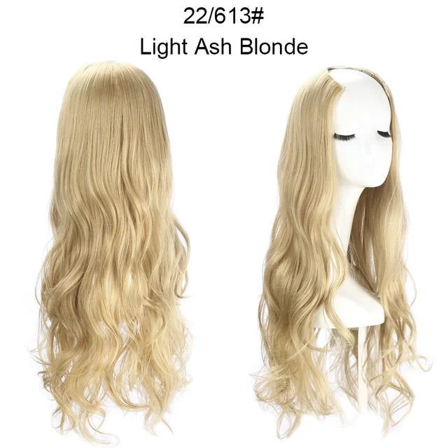 MONA PREMIUM QUALITY 30 Inch Glueless U Part Wigs Invisible Clip in Hair Extension Head 3/4 Curly Black Blonde Dark Brown Wig - MONA HAIR 
