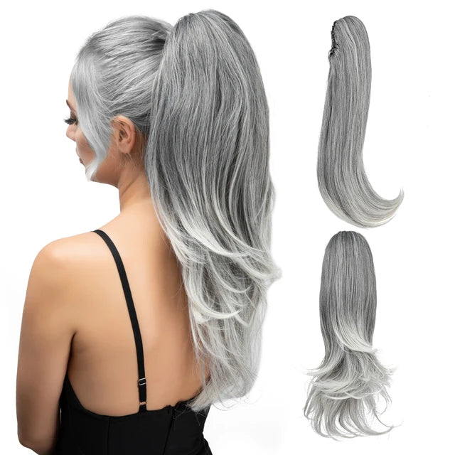 MONA PREMIUM QUALITY 
Synthetic Claw Clip In Ponytail Hair Extensions Hairpiece Long Silky Straight Fake Blonde Pigtail With Elastic Band Horse Tail - MONA HAIR 