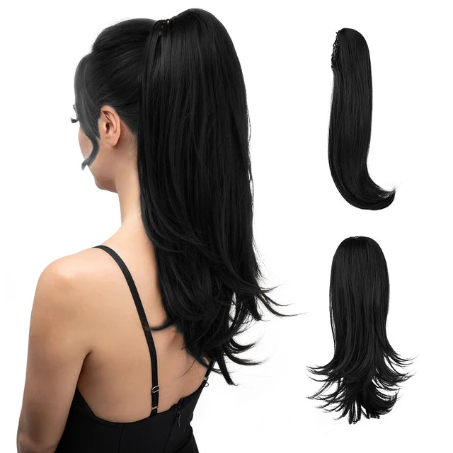 MONA PREMIUM QUALITY 
Synthetic Claw Clip In Ponytail Hair Extensions Hairpiece Long Silky Straight Fake Blonde Pigtail With Elastic Band Horse Tail - MONA HAIR 