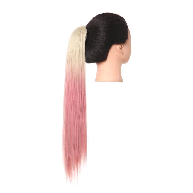 Synthetic Claw in Ponytail Hairpiece Fake Hair Extension 18"22"26" Woman Overhead Tail Straight False Pigtail Blonde Clips Tail - MONA HAIR 