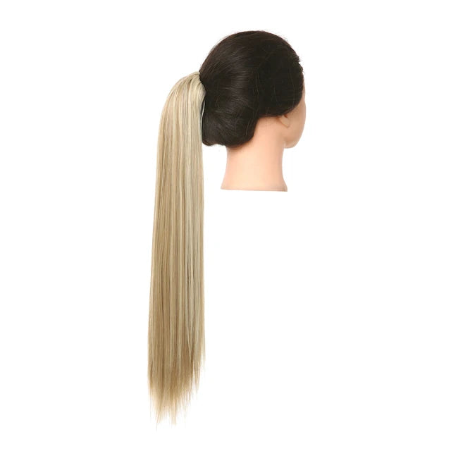 Synthetic Claw in Ponytail Hairpiece Fake Hair Extension 18"22"26" Woman Overhead Tail Straight False Pigtail Blonde Clips Tail - MONA HAIR 