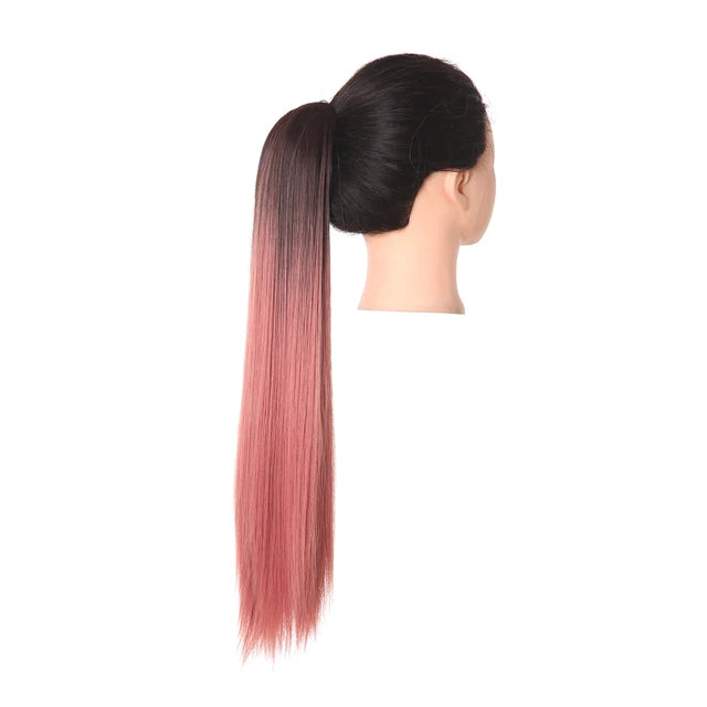 Synthetic Claw in Ponytail Hairpiece Fake Hair Extension 18"22"26" Woman Overhead Tail Straight False Pigtail Blonde Clips Tail - MONA HAIR 