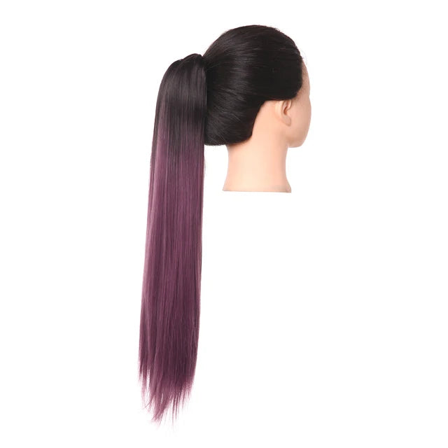 Synthetic Claw in Ponytail Hairpiece Fake Hair Extension 18"22"26" Woman Overhead Tail Straight False Pigtail Blonde Clips Tail - MONA HAIR 