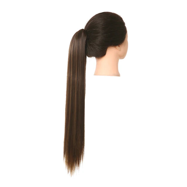 Synthetic Claw in Ponytail Hairpiece Fake Hair Extension 18"22"26" Woman Overhead Tail Straight False Pigtail Blonde Clips Tail - MONA HAIR 