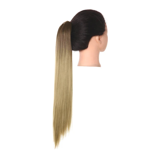 Synthetic Claw in Ponytail Hairpiece Fake Hair Extension 18"22"26" Woman Overhead Tail Straight False Pigtail Blonde Clips Tail - MONA HAIR 