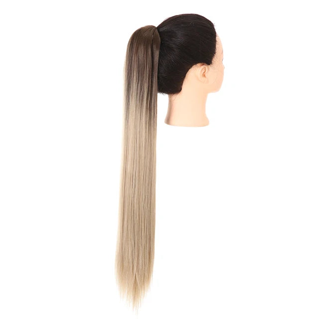Synthetic Claw in Ponytail Hairpiece Fake Hair Extension 18"22"26" Woman Overhead Tail Straight False Pigtail Blonde Clips Tail - MONA HAIR 