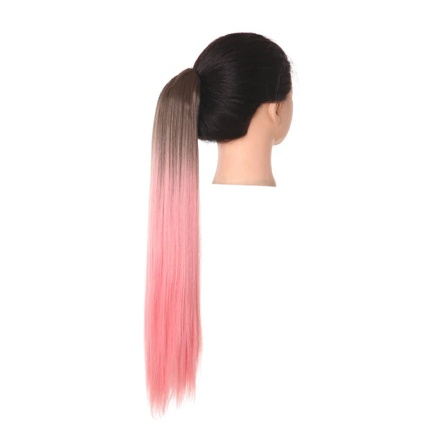 Synthetic Claw in Ponytail Hairpiece Fake Hair Extension 18"22"26" Woman Overhead Tail Straight False Pigtail Blonde Clips Tail - MONA HAIR 