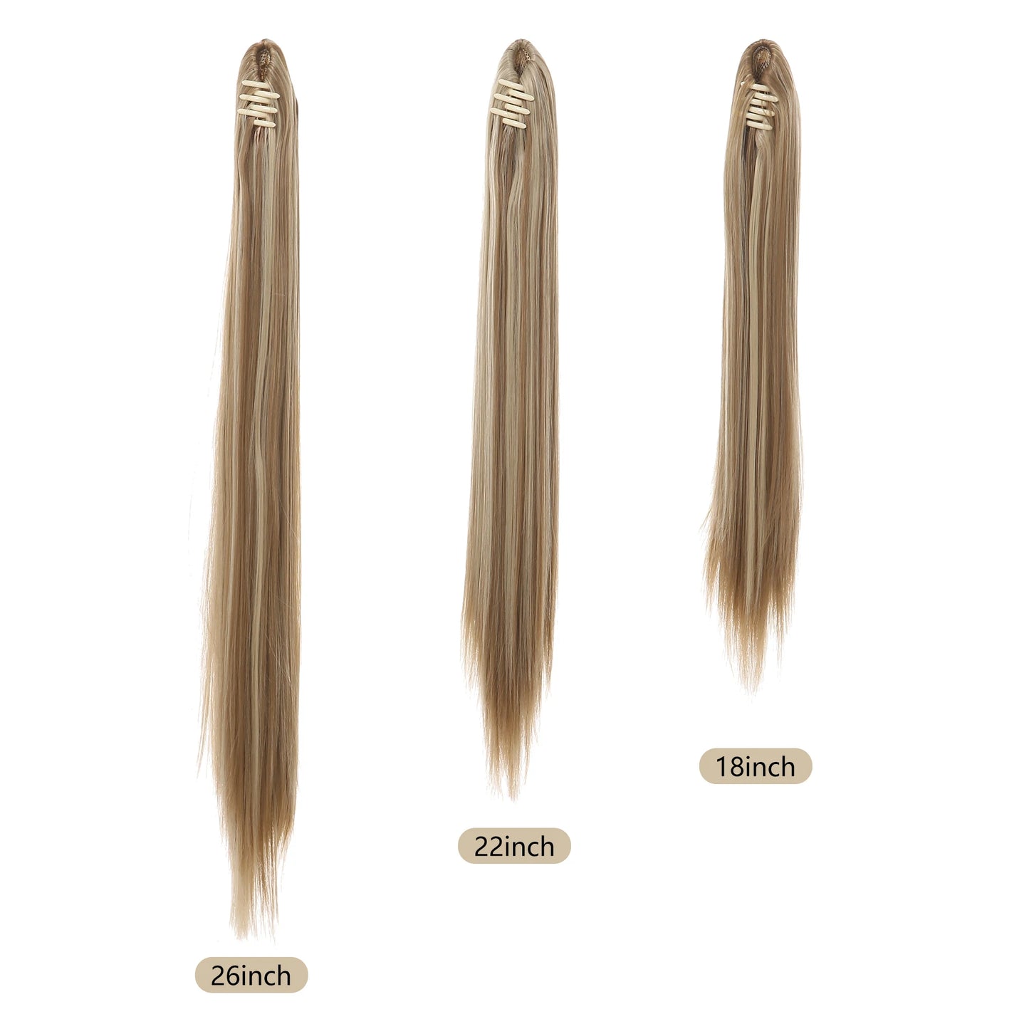 Synthetic Claw in Ponytail Hairpiece Fake Hair Extension 18"22"26" Woman Overhead Tail Straight False Pigtail Blonde Clips Tail - MONA HAIR 