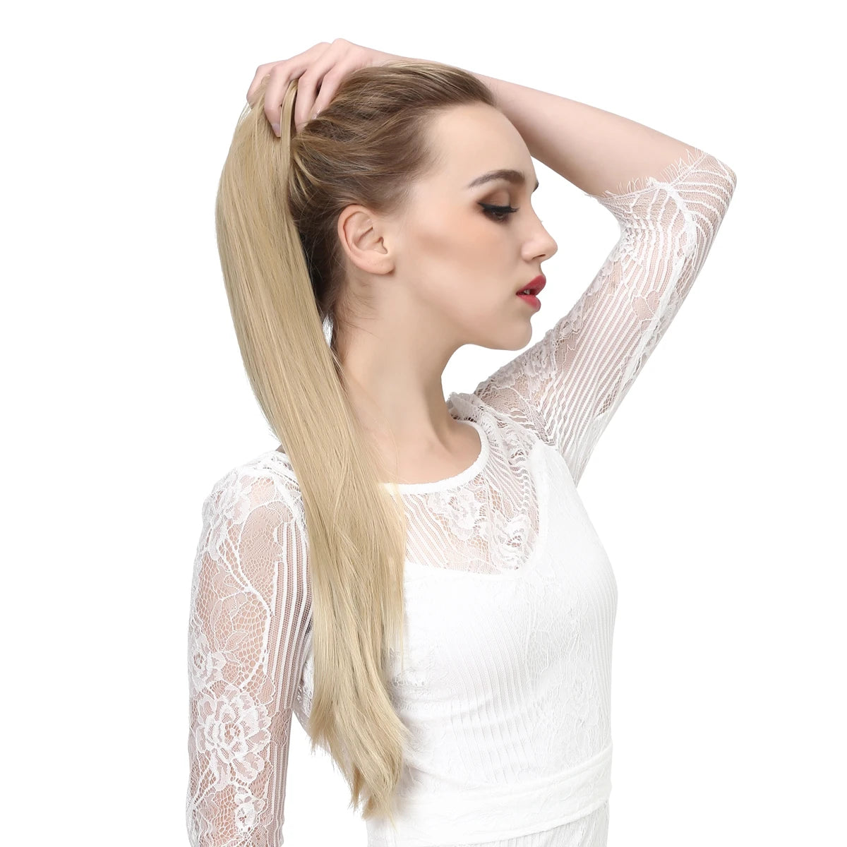 Synthetic Claw in Ponytail Hairpiece Fake Hair Extension 18"22"26" Woman Overhead Tail Straight False Pigtail Blonde Clips Tail - MONA HAIR 