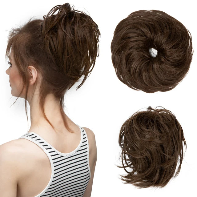 Synthetic Elastic Messy Bun Fake Hair Chignon Curly Scrunchie Updo Donut Hairpieces Bands Bundle Tail Blonde Hair For Women - MONA HAIR 