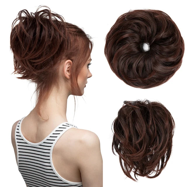 Synthetic Elastic Messy Bun Fake Hair Chignon Curly Scrunchie Updo Donut Hairpieces Bands Bundle Tail Blonde Hair For Women - MONA HAIR 