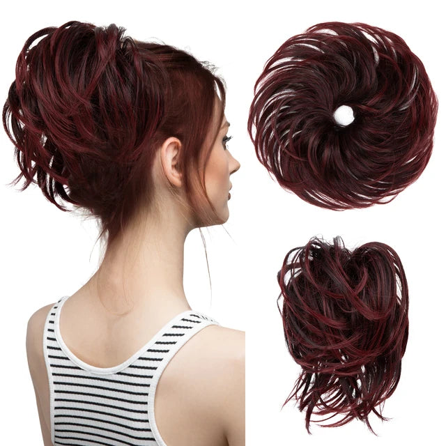 Synthetic Elastic Messy Bun Fake Hair Chignon Curly Scrunchie Updo Donut Hairpieces Bands Bundle Tail Blonde Hair For Women - MONA HAIR 