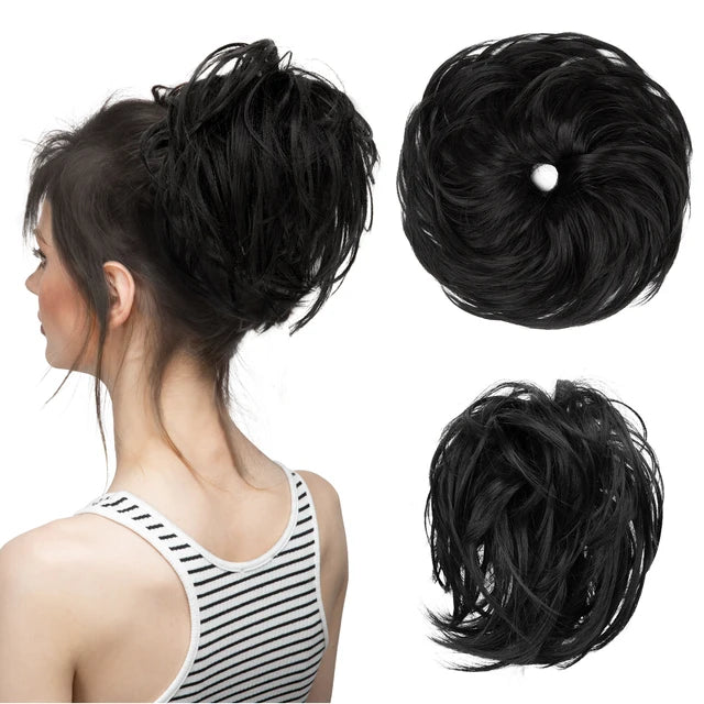 Synthetic Elastic Messy Bun Fake Hair Chignon Curly Scrunchie Updo Donut Hairpieces Bands Bundle Tail Blonde Hair For Women - MONA HAIR 