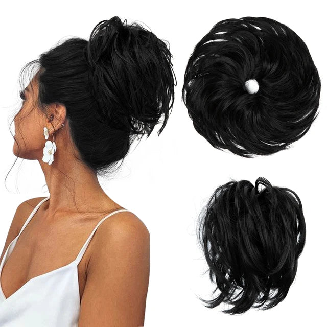 Synthetic Elastic Messy Bun Fake Hair Chignon Curly Scrunchie Updo Donut Hairpieces Bands Bundle Tail Blonde Hair For Women - MONA HAIR 