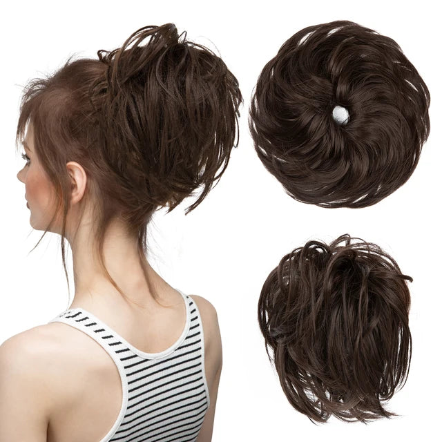 Synthetic Elastic Messy Bun Fake Hair Chignon Curly Scrunchie Updo Donut Hairpieces Bands Bundle Tail Blonde Hair For Women - MONA HAIR 